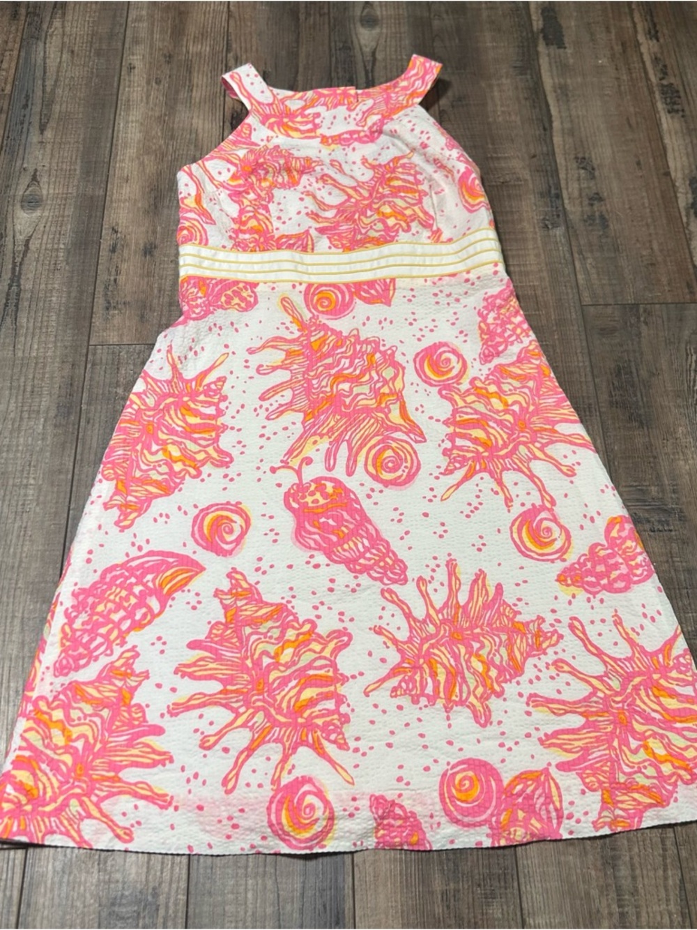 Lilly Pulitzer Tinsley Seashell Halter Dress Pinks Yellow & White Lined Size 2